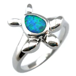 Fashion Blue Opal Ring; sk￶ldpadda design havsdjur smycken s￶t sk￶ldpadda ring