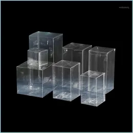 Gift Wrap Gift Wrap 5st Clear PVC Box Packaging Boxes Wedding Christmas Small Transparent Plastic Square Retail 40 Size1 Drop Deli Dhqej