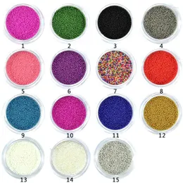 Decorazioni per nail art 10G/POT Mini Caviar Perline 3D 0,6 mm-0,8 mm Micro minuscola metallo per gel #03 15 colori