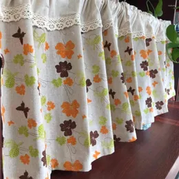 Curtain Korean Style Printed Floral& Butterflies Cotton&Linen Lace Edge Short Home Decorative Partition 40 140cm