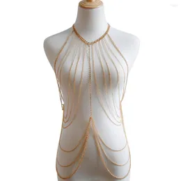 Zincirler Altın Renk Vücut Zinciri Kadın Rhinestone Bel Takı Bikini Lüks Koşum Vücut Zinciri Beach Yaz Kıyafet