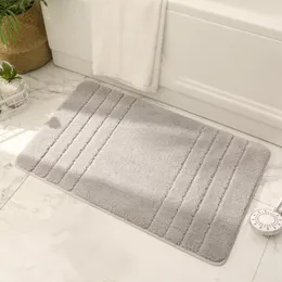 Bath Mats Stripe Design Thick Bathroom Mat Solid Non-Slip Floor Carpet For Shower Room Hallway Water Absorbent Rug Doormat 1Pcs