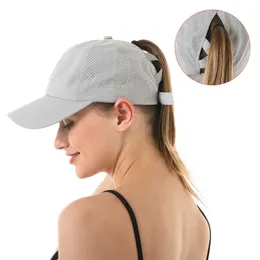 Snapbacks 2022 Niwe Horsetail Caps Women Criss Cross Messy Bun Snapback Hat Ponycap Trucker Hats قابلة للتعديل في الهواء الطلق L221028