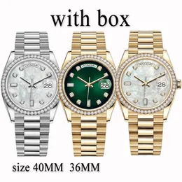 다이아몬드 시계 남성 여성 시계 자동 시계 자동 시계 Moissanite 디자이너 시계 크기 40mm 36mm 904L 스테인리스 스틸 브레이슬러 인 Sapphire Glass 방수 오로그리오.