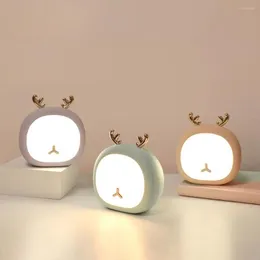 Night Lights Cute Pet Light Deer Nursey For Kid Baby Stepless Touch USB Rechargeable Table Lamp Home Decoration