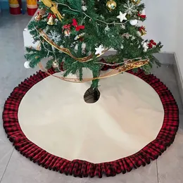 Sublimation Blank Christmas Tree Skirt Double Layers Linen Thermal Transfer Printing Skirts 3 Colors Christmas Decorations