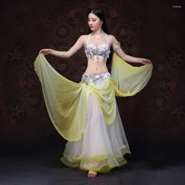 Scene Wear Dance 2022 Belly Dancing Clothes Oriental Outfits Pärled Costume Bra kjol LED