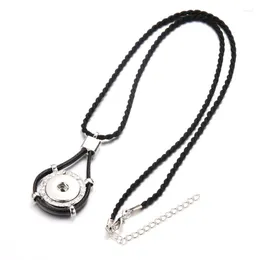 Pendant Necklaces Snap Jewelry Button Necklace Round Rhinestone Long Fit 18mm 20mm Women