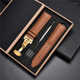 Titta p￥ band Klassiska mjuka l￤derband Business Watchband med automatisk l￥s tr￤l￥da rem 18mm 20mm 22mm 24mm Watchband