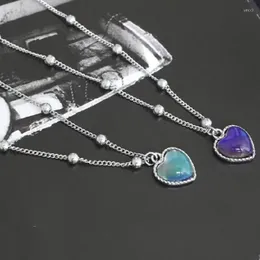 Pendant Necklaces Wholesale 6 Color Changing Heart Titanium Steel Short Necklace Fashion Clavicle For Men And Women 2022