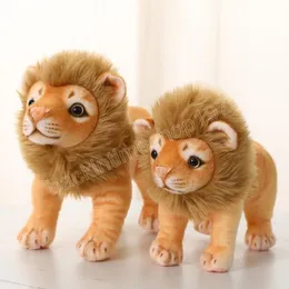 23/28cm Simulazione Leone in piedi Giocattoli di peluche Bambole animali realistiche Farcite Peluche Kawaii Decorazioni per la camera Regalo per bambini piccoli