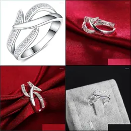 Кластерные кольца кластерные кольца стерлинги Sier Simple Clear Cz Finger For Women Wedding Curvagement Jewelry Grivenry Giftcluster Drop de dhmft