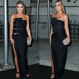 Carmen Electra Black Evening Sukienki Wycięcie rozdzielenie seksownej osłony PROM GOWNS GUNTONS Ruched Strapless Specjalna okazja szata de soriee długość podłogi 2023