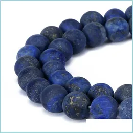 Stone 8mm FCTORY PRIS 4 6 8 10 12 MM Natural Stone Dl Polish Matte Lapis Lazi Round Loose Beads Jewelry Making Diy Drop Delivery 202 DHA8E