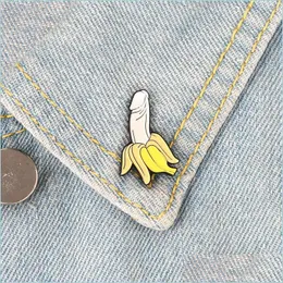 Pins Brooches Banana Brooch Pin Fruit Plant Penis Dick Organ Enamel Badge Meme Evil Wicked Adt Funny Cartoon Jewelry Women Friend Wh Dhemu