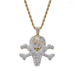 Pendant Necklaces Hip Hop Jewelry 18k Gold Plated Zirconia Simulated Diamond Iced Out Chain Pirate Cream Necklace For Men Charm Gifts