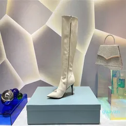 Boots designer kvinnor diamant plattform chunky h￤l l￤der dam fest