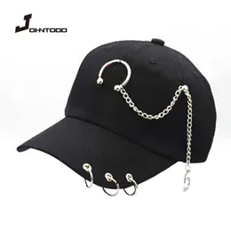 Snapbacks moda Hip Hop bawełniana bawełniana baseballowa czapka kreatywna pierścień pierścień punkowy dorosły swobodny solidny regulowany kapelusz unisex kapelusz hatów l221028