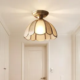 Kolye lambaları Avrupa tarzı bakır küçük tavan lambası yaratıcı moda lehim cam ışık oda balkon giriş avize