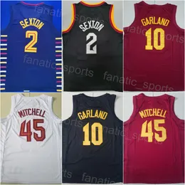 Genähtes Darius Garland-Basketballtrikot, 10 Donovan Mitchell 45, Teamfarbe: Schwarz, Weiß, Rot, Auswärtstrikot, City Earned, klassisches Statement, atmungsaktives Icon Association-Shirt