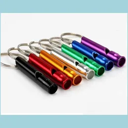 Keychains Lanyards Metal Whistle Keychains Portable Self Defense Keyrings Rings Holder Fashion Car Key Chains Accessories Outdoor Dhzlk