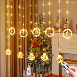 Saiten LED Weihnachten Lichterketten Ball Ring Fee Vorhang Girlande Lampe Für Home Schlafzimmer Ornamente Weihnachten Geschenke Dekoration 2023