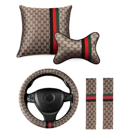 2PC Luxury Linen material car headrest pillows Breathable Auto Car Neck Rest Headrest Cushion Pillow Four seasons back leather universal gray