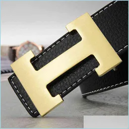 Cinturones 2022 Marca de lujo para hombre Cinturones de cuero genuino Lettern H Hebilla para negocios Moda Correa Mujer Jeans X220216 Drop Delivery Acces Dhpxs