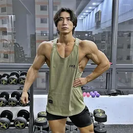 Tanques masculinos Tops de ginástica masculino Treinamento de fitness Treinamento de fitness camisa sem mangas Músculos de algodão, coletor de colete de esportes casuais