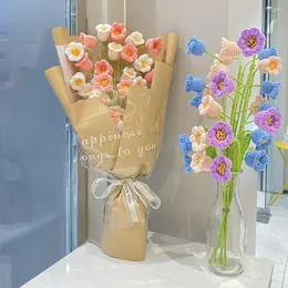 装飾的な花1pcs手織りのリリーオブザバレーDIYウェディングアレンジメントホームテーブルデコレーションブーケバレンタインデーギフト