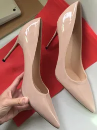 Brand Red Shiny Bottoms High Heel Shoes For Women Dress Shoes Classic Patent Leather Sexy Pointed Toes 6 8 10 12Cm Pumps Ladies Office Shoe Come With dust bags Size 34-44