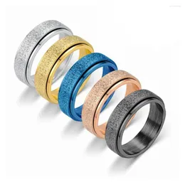 Wedding Rings Anxiety Fidget Spinner For Men Sandblast Stainless Steel Spinning Rotatable Ring Women Cool Punk Party Jewelry Gifts