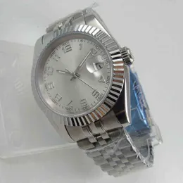 Oglądaj 39 mm Silver Dial Men Stael Case 21 Klejnotów Japonia Miyota 8215 Automatyczna na rękopisie na rękę Ramed Jubilee Pasp