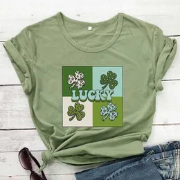 Lucky T-shirt Colorful T Shirt Shamrock Graphic St. Patricks Day Tee Women Trendy