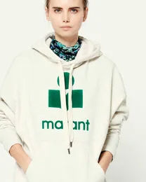 Isabels Marants Mulheres Logotipo Reunido Algodão Hoodies Moda Clássico Reunindo Impresso Algodão Designer Solto Suéter Com Capuz