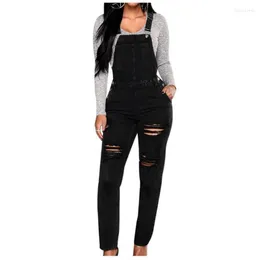 Women's Jeans Women's Autumn Stylish Casual Loose C Vintage Women Denim Overalls Scratched Washed Ripped Hole Girl Full Lengt Pants