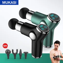 Full Body Massager MUKASI LCD Display Massage Gun Professional Deep Muscle Electric Pain Relief Relaxation Neck Shoulder Fascial 221101