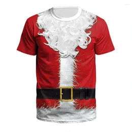 Herren T-Shirts Weihnachten 3D Digitaldruck Cartoon T-Shirt Santa Claus Cosplay Party Nachtclub übergroße Kurzärmele für Männer