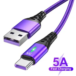 5A USB-тип C Кабель C Кабельная зарядка для Samsung S22 S20 Huawei P40 Краткое зарядное устройство Type-C шнур данных для Xiaomi Redmi