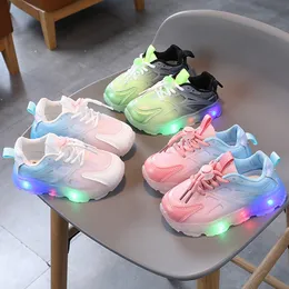 Sneakers Size21-30 Led Gradient Color for Children Kids Casual Running Sneaker Luminous Sole Glowing Up Shoes Girl Boy 221101