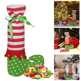 Decorações de Natal Bolsa de doces para diminuições Papai Noel Elf Boots Staking Decoração de Bolsas de Armazenamento de Bolsas de Armazenamento