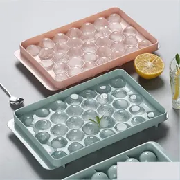 Ice Cream Tools Creative Round Balls Tray With Lid Plastic Cube Hockey Making Large Mold Ice Box Kitchen Bar Tools 220617 Drop Deliv Dhzg5