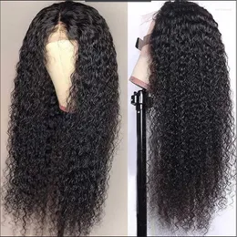 Jerry Curly Human Hair Wigs prepleted T Parte Lace Front para mujeres negras 150% Densidad Virgen brasileña