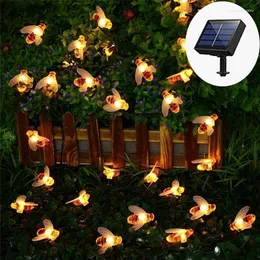 Strings 5m 6.5m Solar Bee Fairy Light String Cherry Blossom Hummingbird Christmas Holiday Wedding Garland Outdoor Waterproof Decoration