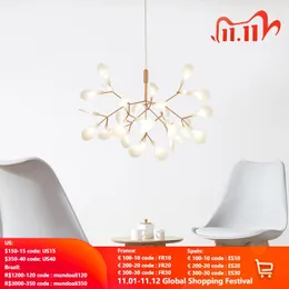 Pendant Lamps Nordic Modern Led Chandeliers Branches Firefly Hanging Lights Dinning Living Room Home Decoration Luxury Luminaire