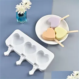 Glassverktyg Popsicle Heart Shape Cream Mold Maker Cube Tray Ice Mod för Party Bar Kitchen Gadget Moldes de Sila 220610 Drop Deli DH7TU