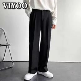 Mäns jeans män chinos vit y2k streetwear formella kläder kostym byxor solid baggy casual wide ben raka byxor för kvinnor streetwear man t221102