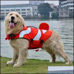 Dog Apparel Pet Dog Life Jacket Mermaid Shark Design Clothes Vest Collar Harness Saver Swimming Preserver Summer Swimwear Y200922 Dr Dh19V