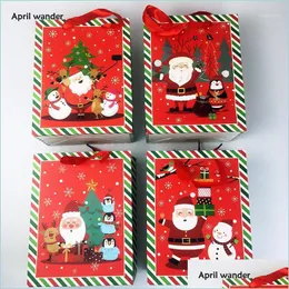 Present wrap present wrap 4pcs/mycket härlig jultomten tryckt väska julfestväskor xmas handväskor papper för glada leveranser1 droppe delive dhmb4