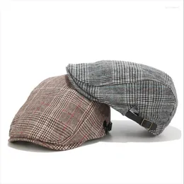 Berretto da berretto a quadri scozzese per uomo Casual Sboy Caps Uomo Francia Flat Fashion con visiera Ivy Gatsby Hat Peaky Blinder